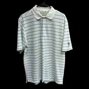 Donald Ross White-Blue Striped Performance Golf Shirt Size M